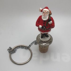 VINTAGE 1991 HOLIDAY SANTA  PEWTER WINE CORK WTU